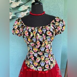 💀 BERNIE DEXTER DAY OF THE DEAD PEASANT TOP 💀